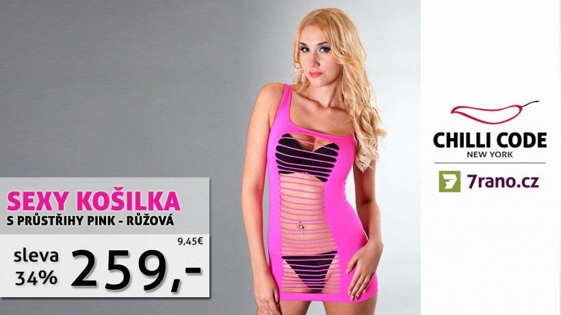 Aktuální akce - Sexy košilka s průstřihy Pink - Růžová - se slevou 34%